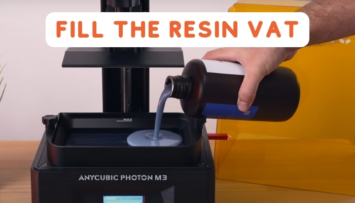 Fill the Resin Vat in Resin 3D printer