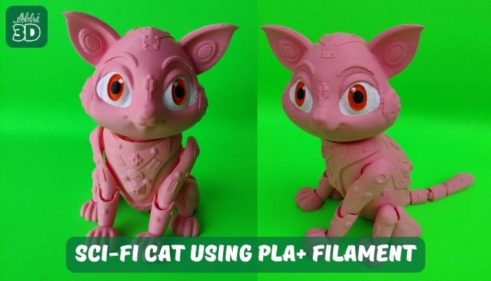 PLA+ 3D Printed Sci-Fi Detailed Cat