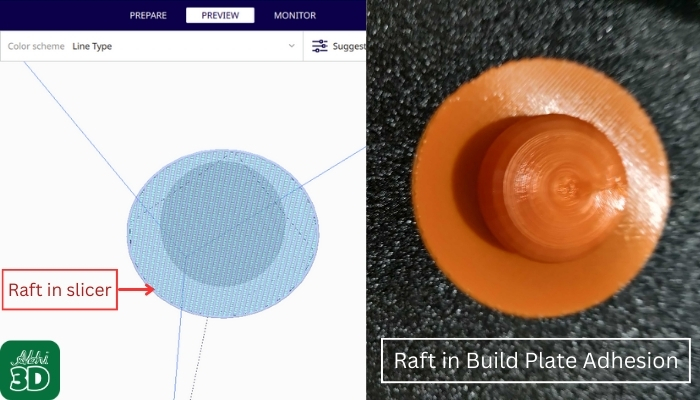 Raft in Build Plate Adhesion 3D Printing
