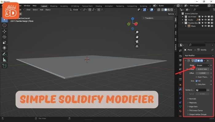Applying Simple Solidify Modifier in Blender