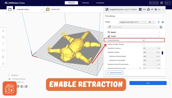 Enable Retraction in 3D Printing