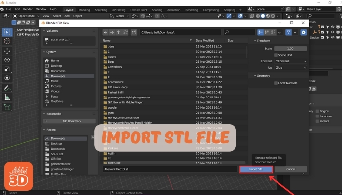 Import stl file in Blender for 3D printing 
