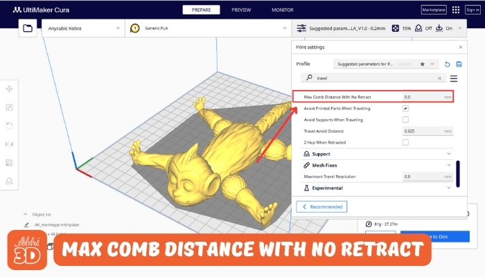 Max Comb Distance With No Retract in 3D Printing