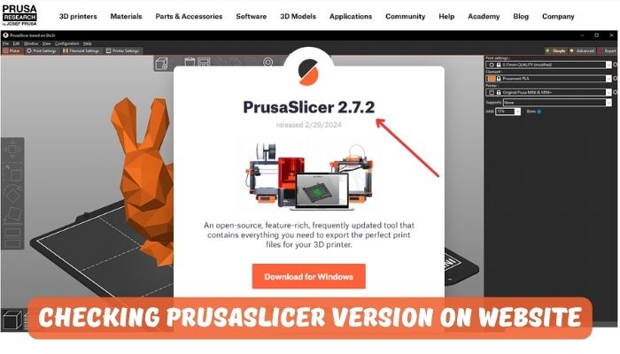 Checking Prusaslicer Version on Website
