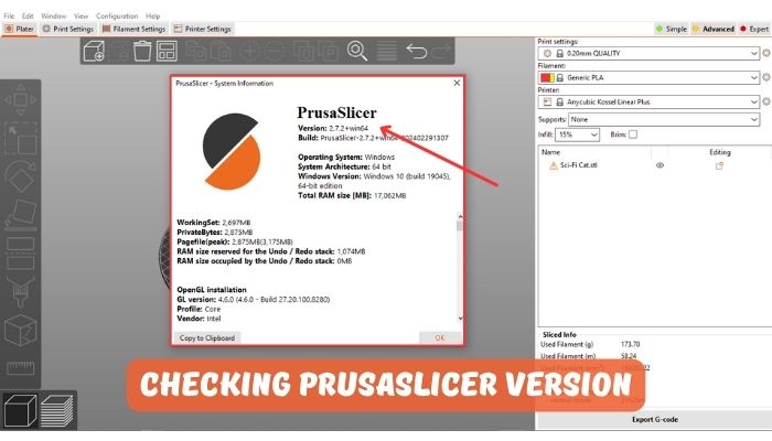Checking Prusaslicer Version